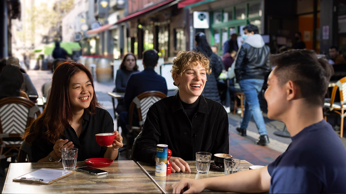 Students enjoying coffee