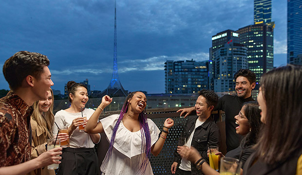 Students socialising near the Art Centre