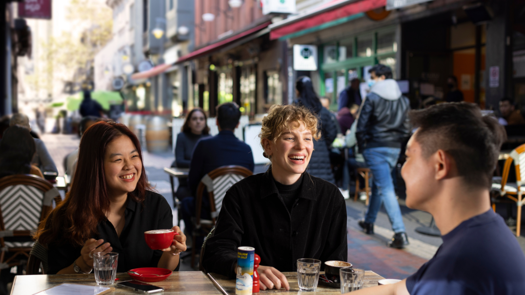 Students playing Jenga