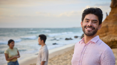 International students enjoying the beach along the Great Ocean Road in Victoria