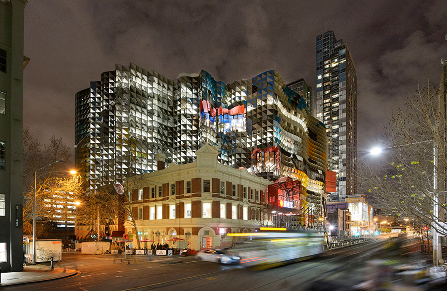 RMIT building at night time