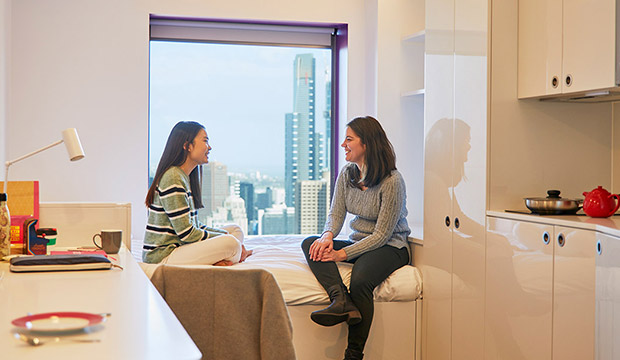 Two students in an apartment