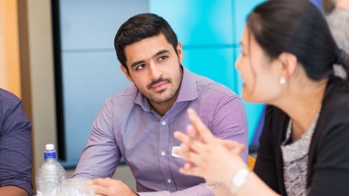 Student working with mentor at a Study Melbourne Hub