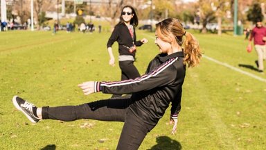 International students playing football