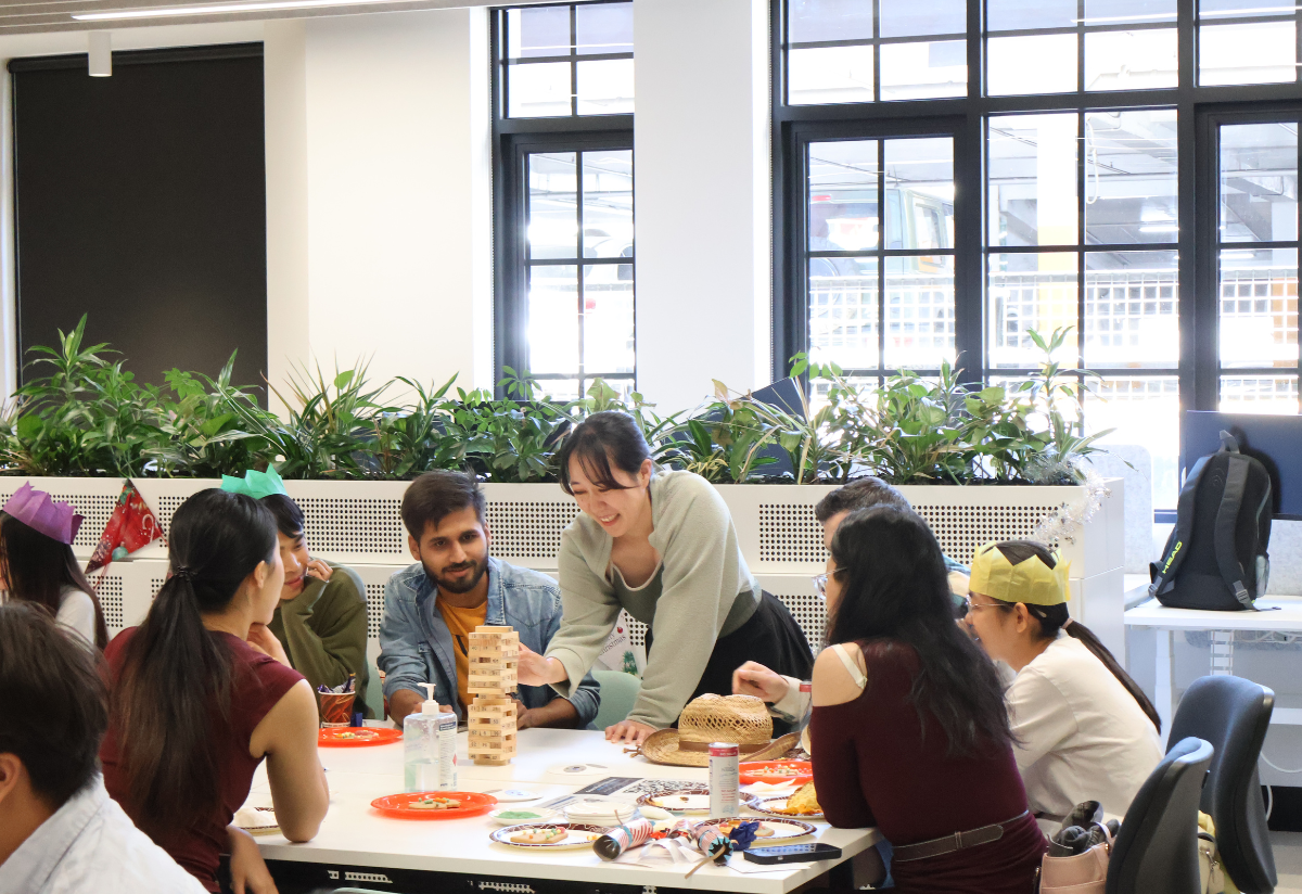 A group of people doing activities and games