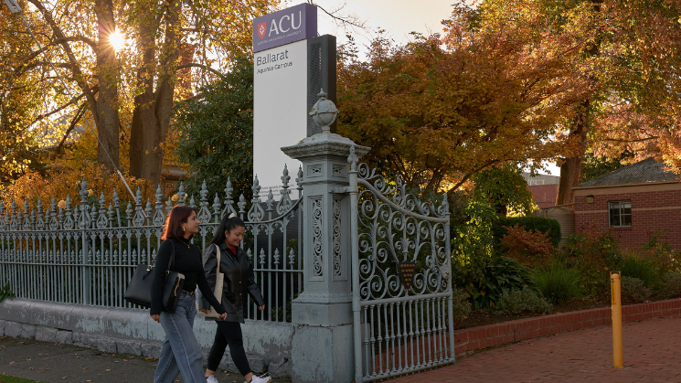 ACU campus with students