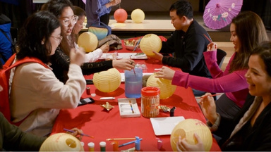 Festive lanterns with Chinese characters 