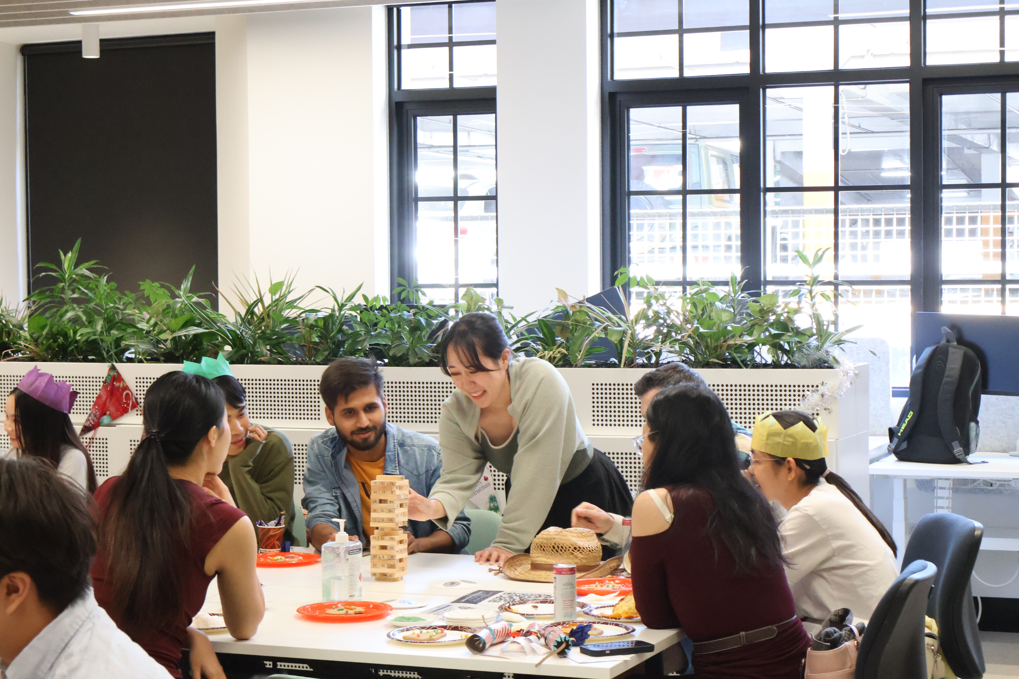 A group of people doing games 