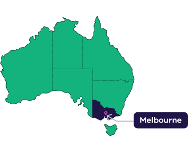 Map of Australia with Melbourne highlighted