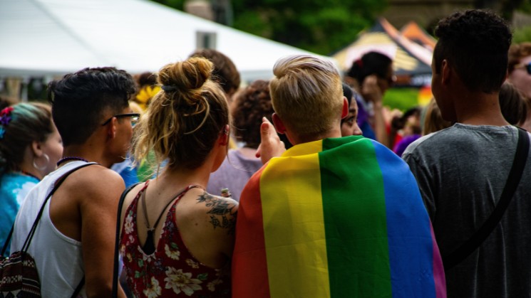 LGBTQIA event with rainbow flag