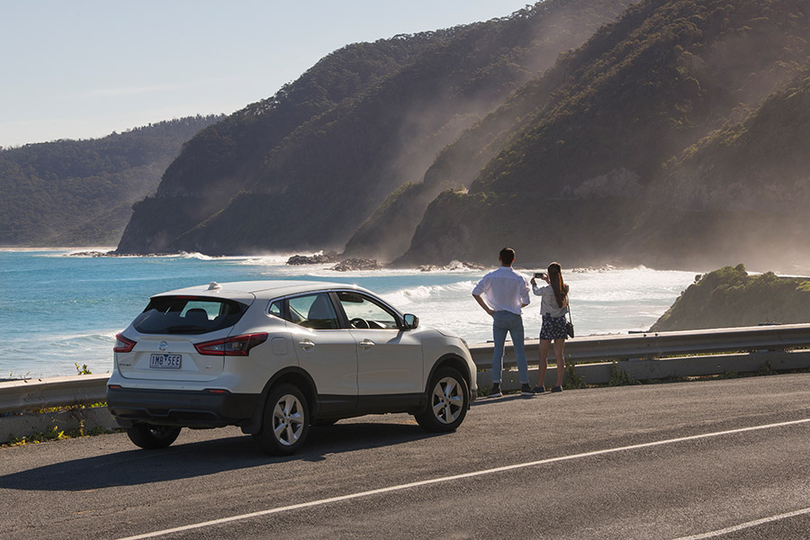 Car parked by Great Ocean Road