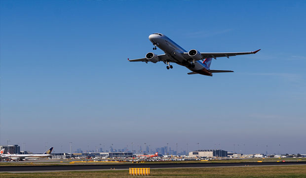 Plane landing at airport