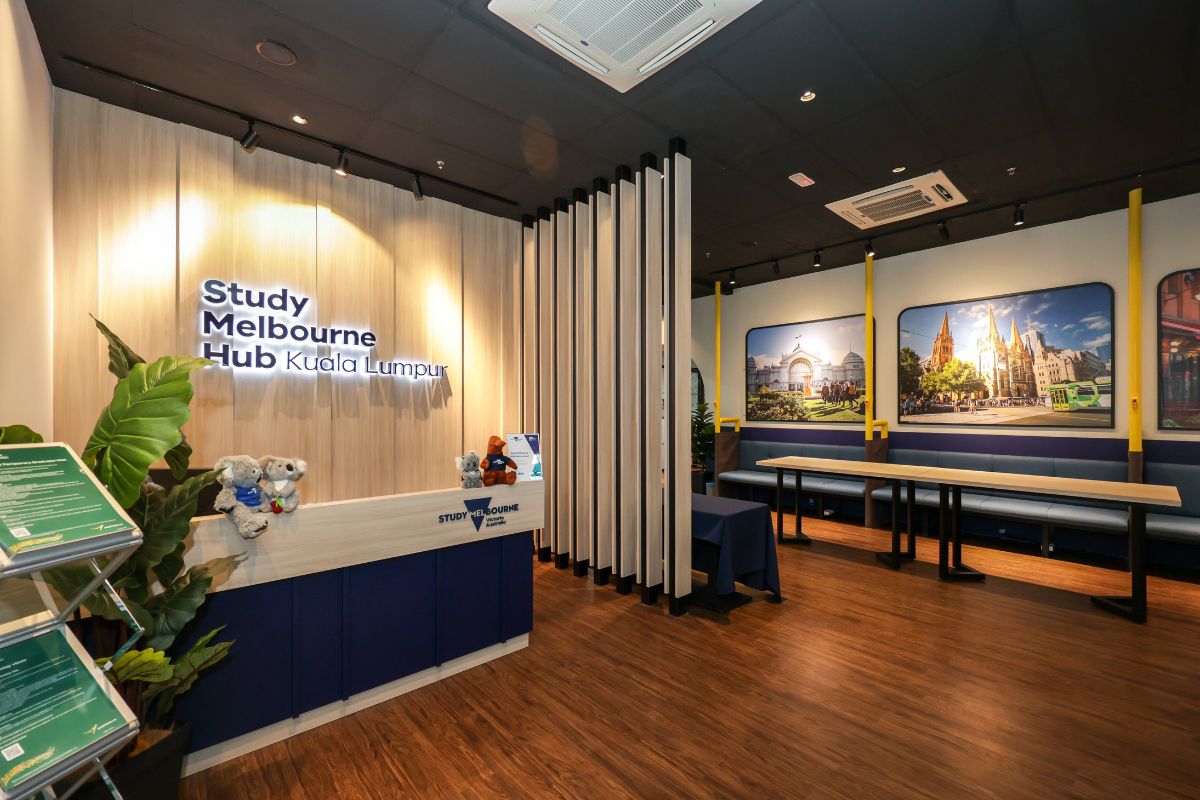 Reception desk and student work area at Kuala Lumpur hub