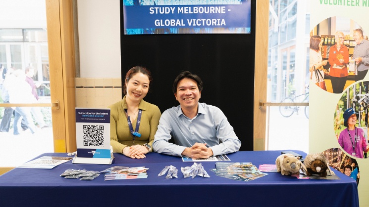 Study Melbourne welcome desk at open day