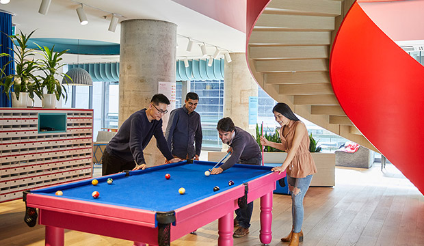 Students playing pool