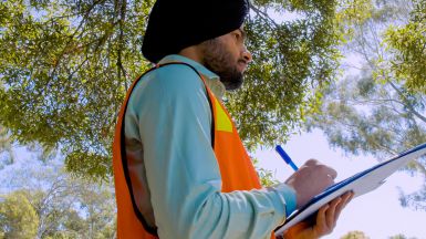 Sunny in high vis vest and clipboard