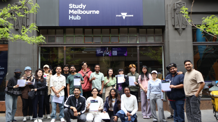Students posing infront of the Study Hub