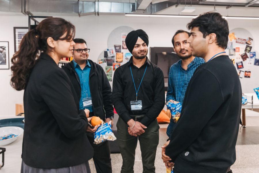 People speaking at an event