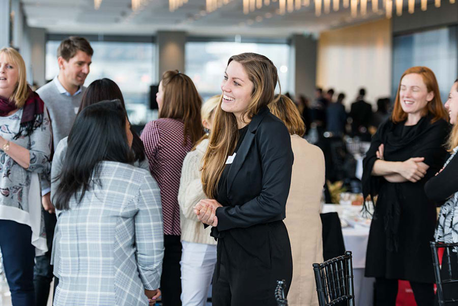 People speaking at an event