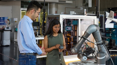 Students working in technology lab with Omro equipment